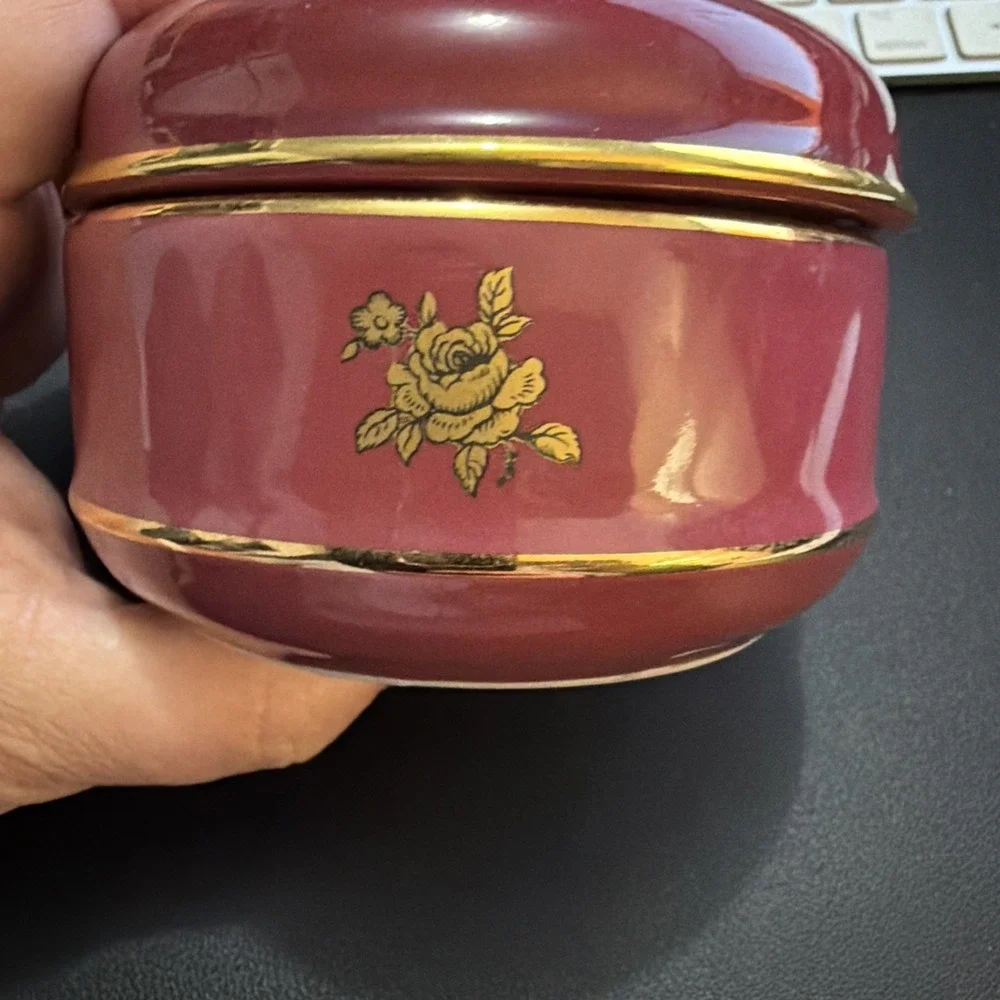 The San Francisco Music Box Company Red And Gold Trinket Box!